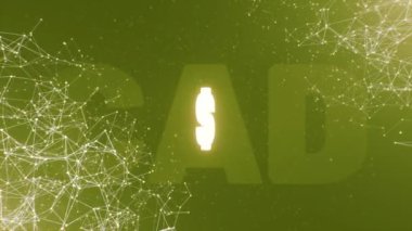 Pleksus çizgileri ve CAD para birimi sembollü, kusursuz döngülü animasyon arkaplan. Dönen Kanada Doları parlayan neon ışığı. 3B görüntüleme, hareket grafikleri