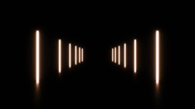 Parlayan ışık çubukları olan animasyon neon tüneli. Aydınlatma çizgileri olan kusursuz soyut geometrik arkaplan. 3d biçimlendirme, döngü