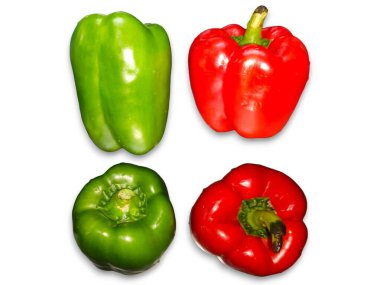 Kırmızı biber beyaz arka planda izole edilmiş. Olgun kırmızı biber kırpma yolu