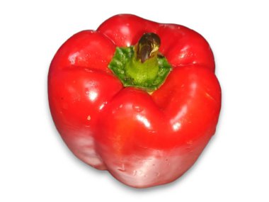 Kırmızı biber beyaz arka planda izole edilmiş. Olgun kırmızı biber kırpma yolu