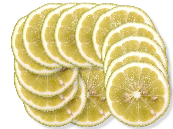 Лимонний Шматочок Відсічний Контур Ізольований Білому Тлі — стокове фото