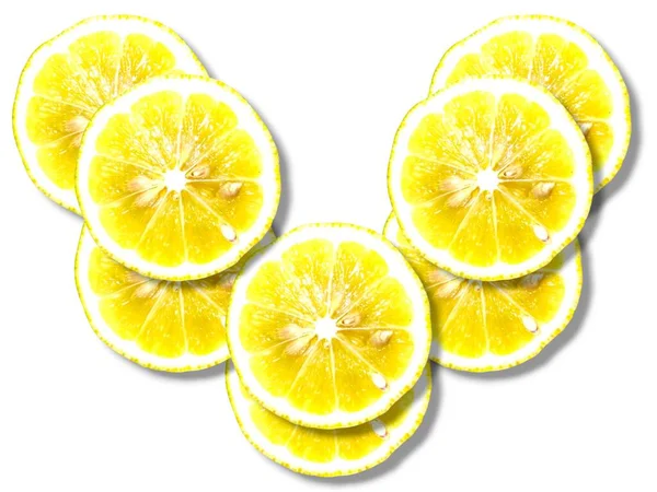 Лимонний Шматочок Відсічний Контур Ізольований Білому Тлі — стокове фото