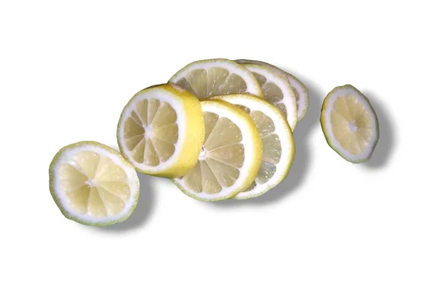 Ломтик Лимона Обрезка Пути Изолированные Белом Фоне — стоковое фото