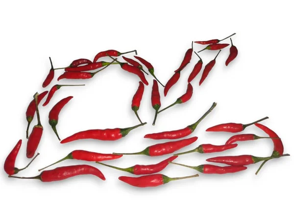 Chili Pippuri Eristetty Valkoisella Pohjalla Kypsä Chili Pippuri Leikkaus Polku — kuvapankkivalokuva