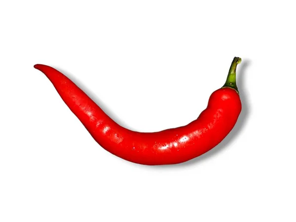 Chili Peper Geïsoleerd Witte Achtergrond Rijp Chili Peper Knipsel Pad — Stockfoto