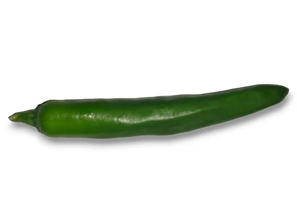 Zöld Chili Paprika Izolált Fehér Alapon — Stock Fotó