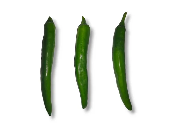 Zielona Papryka Chili Izolowana Białym Tle — Zdjęcie stockowe