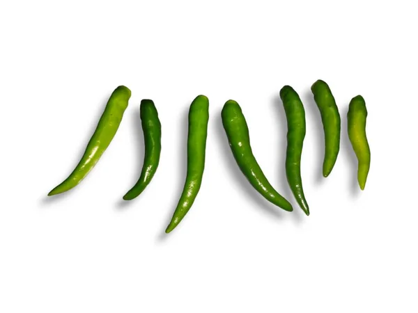 Groene Chili Peper Geïsoleerd Een Witte Achtergrond — Stockfoto