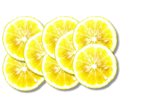 Zitronenscheiben Isoliert Auf Weißem Hintergrund — Stockfoto