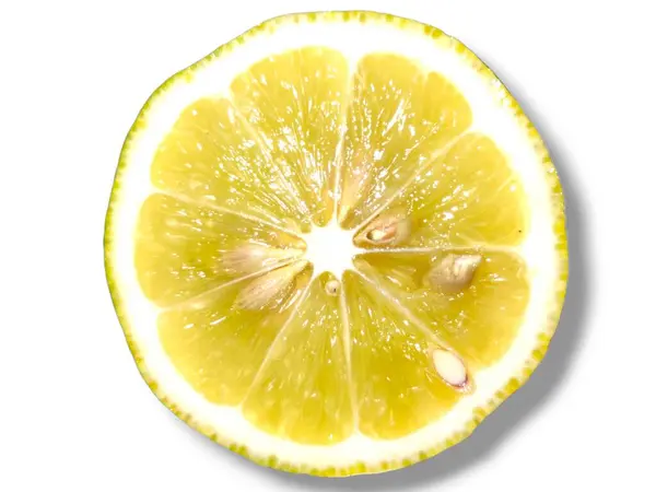 Шматочок Лимона Ізольований Білому Тлі — стокове фото