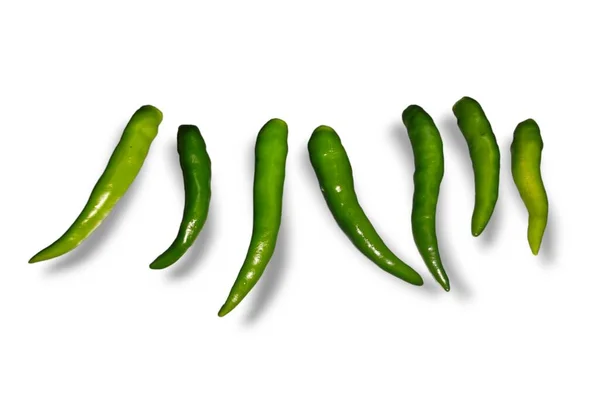 Zelené Papriky Izolované Bílém Pozadí — Stock fotografie