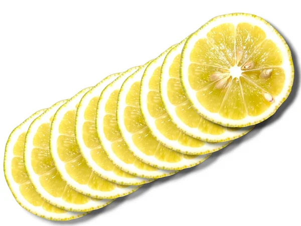 Скибочки Лимона Ізольовані Білому Фоні — стокове фото
