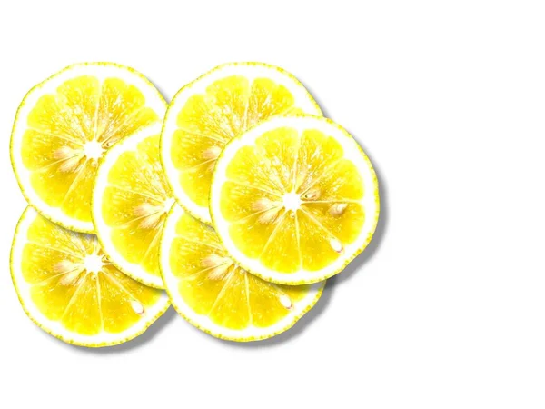 Skivor Citron Isolerad Vit Bakgrund — Stockfoto