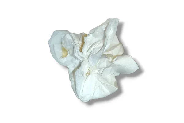 Τσαλακωμένο Λευκό Χαρτί Που Απομονώνεται Λευκό Φόντο — Φωτογραφία Αρχείου