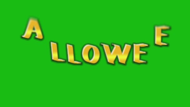 Λέξεις Halloween Ευγνωμοσύνη Χρυσά Γράμματα Άλφα Κανάλι Πράσινο Φόντο Οθόνη — Αρχείο Βίντεο