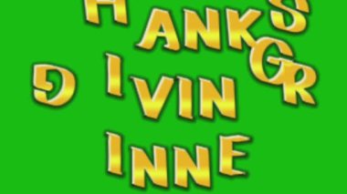 Verdiğin için teşekkür ederim. Minnettarlık. Yeşil perdeli altın harfler. Geçmiş şablon tatilleri için 4K döngü görüntüsü
