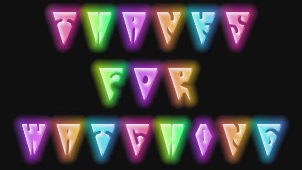 Inscription Neon Lights Thanks Watching — Stock Video