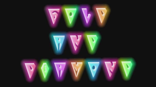 Gold Diamond Colorful Neon Animated Black Background — Stock Video