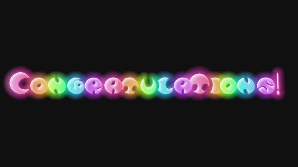 Kutlarım Neon Ekranlı Animasyon Metin Tebrikler Zafer Doğum Günü Parıldayan — Stok video