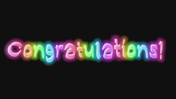 Congratulazioni Testo Animato Con Schermo Neon Congratulazioni Vittoria Compleanno Congratulazioni — Video Stock
