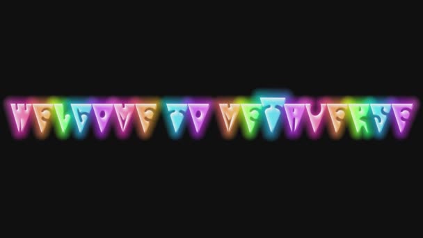 Welkom Bij Metaverse Met Kleurrijke Neon Geanimeerd Zwarte Achtergrond Digitale — Stockvideo