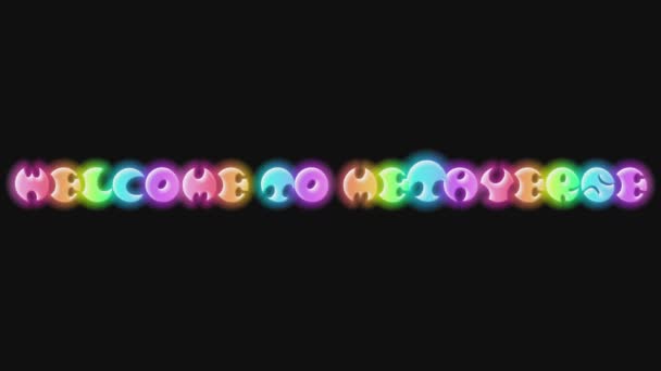 Benvenuti Metaverse Con Neon Colorato Animato Sfondo Nero Tecnologia Digitale — Video Stock