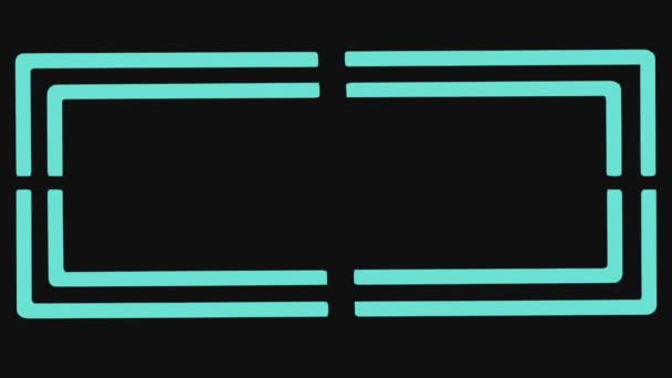 Animation Abstrakter Schwarzer Hintergrund Mit Blauen Leuchtlinien Rahmen Blinken Und — Stockvideo
