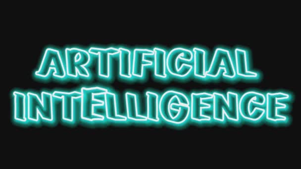 Artificial Intelligence Neon Text Sign — Stock Video