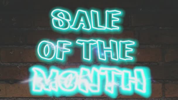 Prodej Toho Měsíce Modrá Neonová Animace Text Animace Neonového Znaku — Stock video