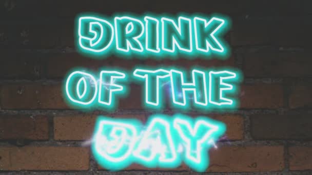 Minum Hari Ini Animasi Neon Biru Teks Animasi Neon Sign — Stok Video