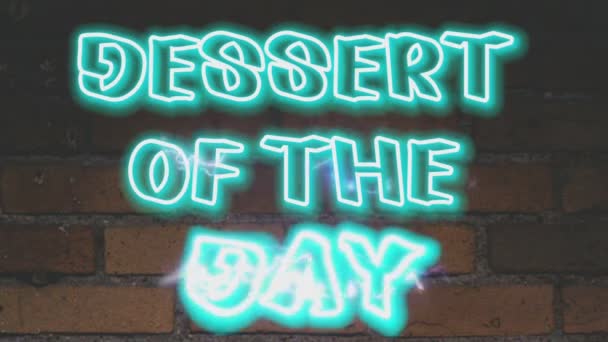 Dessert Day Blue Neon Animation Neon Sign Animation Text Blue — Stock Video