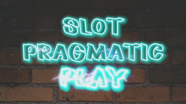 Slot Pragmática Jogar Animação Néon Azul Sinal Néon Texto Animação — Vídeo de Stock