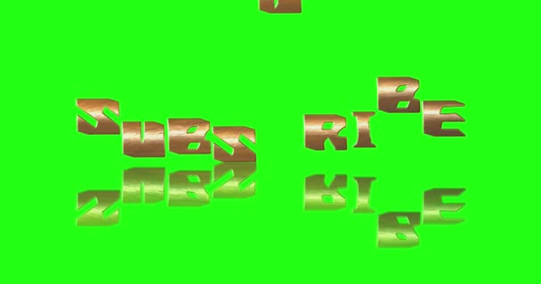 Подпишитесь Слово Сияющей Роскошной Золотой Текстурой Тенью Зеленым Экраном Хромированной — стоковое видео