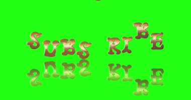 Parlak altın desenli abone kelimesi ve krom anahtar yeşil ekranlı yansıma gölgesi. kinetik tipografi animasyonlu el harfleri, düzenlenmesi, kişiselleştirilmesi ve herhangi bir videoda birleştirilmesi kolay