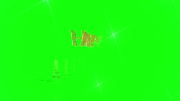 Animated Text Happy Anniversary Green Background — Stock Video