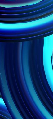 Pürüzsüz eğri çizgileri olan kaliteli mavi arkaplan tasarımı. Dijital iş afişi için süslü dikey şablon, çağdaş resmi davet, kupon, prestijli hediye çeki.