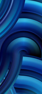 Pürüzsüz eğri çizgileri olan kaliteli mavi arkaplan tasarımı. Dijital iş afişi için süslü dikey şablon, çağdaş resmi davet, kupon, prestijli hediye çeki.