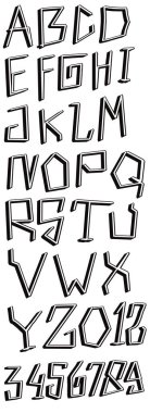 Vektör alfabesi ayarlandı. Beyaz arkaplanda siyah harfler