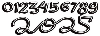 Siyah harfli vektör sayıları kümesi.