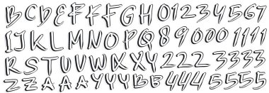 El çizimi vektör harfleri. vektör illüstrasyonu.