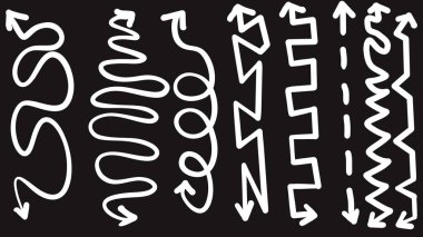 Beyaz arkaplanda siyah ok simgeleri kümesi