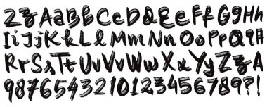 El çizimi alfabe yazı tipi vektör tasarımı illüstrasyonu.