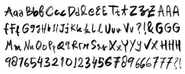 vektör el alfabesi, fırça darbeleri.