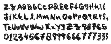 Alfabe dizisi. sayılar ve harfler.