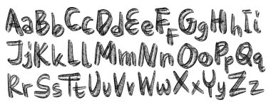 Vektör alfabesi. el çizimi harfler.