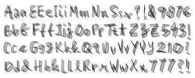 vektör alfabesi, el çizimi yazı tipi