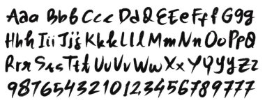 Siyah ve beyaz alfabe vektör kümesi.