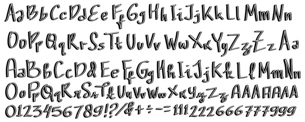 Alfabe. El çizimi mektuplar. vektör