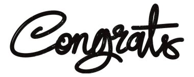 Tebrikler. El yazısıyla modern kaligrafi çizimi. vektör.