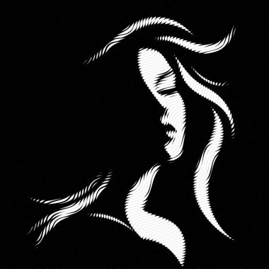 Siyah beyaz giyen bir kızın vektör çizimi